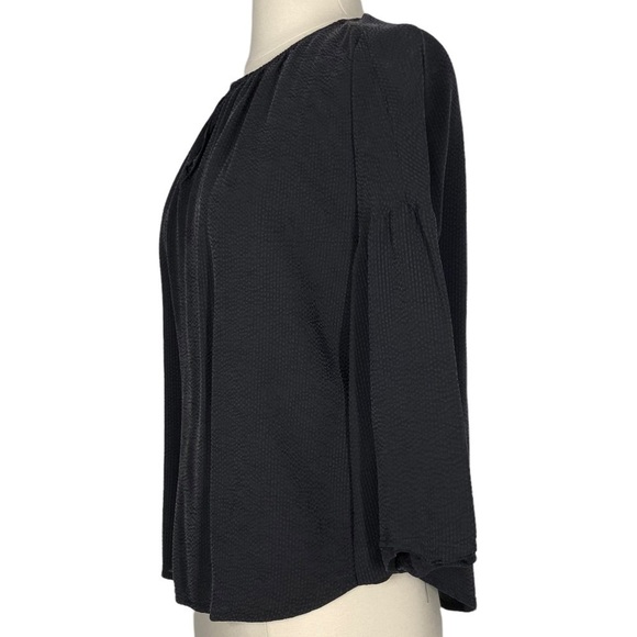 EVERLANE The Shirred Cupro Blouse 4 Black - Picture 4 of 9